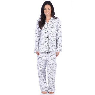 Leisureland Women's Music Note Print Cotton Flannel Pajama Set-Image