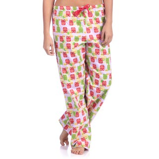 Leisureland Women's Owl Print Cotton Flannel Sleep Pants-Image