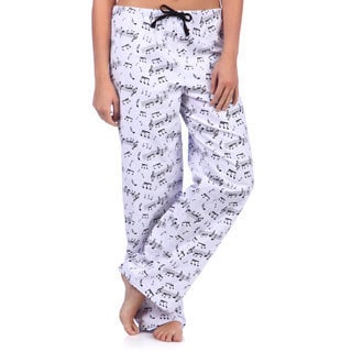 Leisureland Women's Music Notes Print Cotton Flannel Sleep Pants-Image