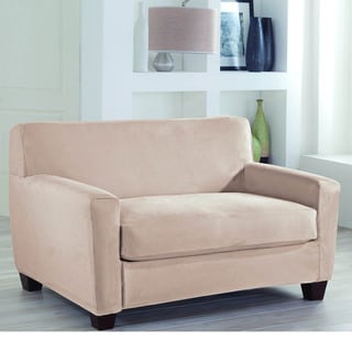 Restonic Suede Stretch Fit 2-Piece Loveseat Slipcover-Image