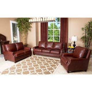 For sale Abbyson Living Verona 3 Piece Hand Rubbed Leather Sofa, Loveseat, and Armchair