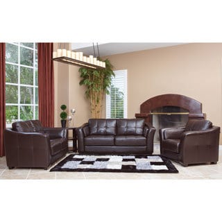 --->  Abbyson Living Torrance Premium High-grade Dark Brown Leather 3-piece Living Room Furniture Set