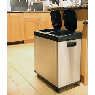 dual recycle trash gallon touchless steel kitchen stainless compartment bin itouchless recycling sensor bins cans garbage gal overstock walmart previous