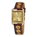 Women's Vernier V11107 Metal Rivets Watch Brown Polyurethane/Gold