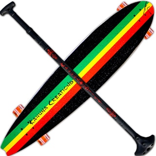 Kahuna Creations Beach Board Rasta 44-inch Longboard with Bonus Adjustable Paddle Stick-Image