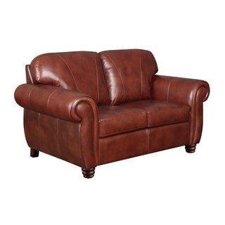 See Reviews At Home Designs Mendocino Burnt Sienna Leather Loveseat