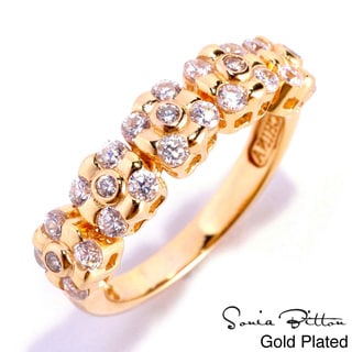 Sonia Bitton Platinum Or Goldplated Sterling Silver Cubic Zirconia Ring-Image