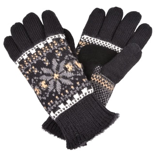 Isotoner Women's Fair Isle Knit Snowflake Pattern Gloves-Image