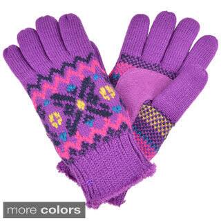 Isotoner Women's Acrylic Knit Snowflake Pattern Gloves-Image