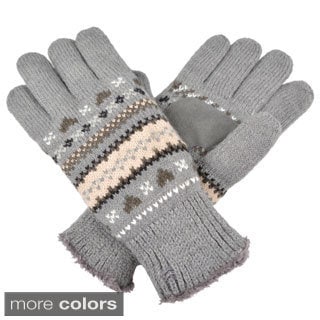 Isotoner Women's Fair Isle Knit Heart Pattern Gloves-Image