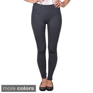 Journee Collection Junior's Seamless Textured Leggings with Elastic Waist-Image