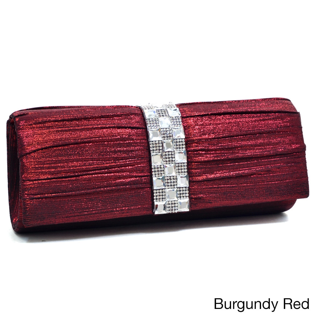 Dasein Pleated Rhinestone Jewel Evening Clutch Overstock Shopping