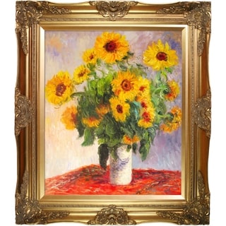 ( ._.) Claude Monet 'Sunflowers' Hand Painted Framed Canvas Art