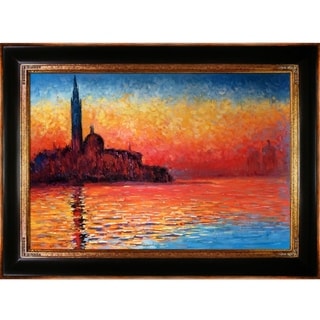 Today Sale Claude Monet 'San Giorgio Maggiore by Twilight' Hand Painted Framed Canvas Art
