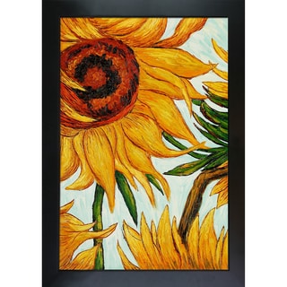 Save Price Vincent Van Gogh 'Sunflowers' Detail Hand-painted Framed Canvas Art
