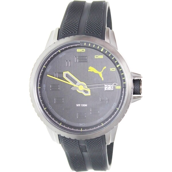 Puma Men's Turbine Black Rubber Strap Black Dial Watch 