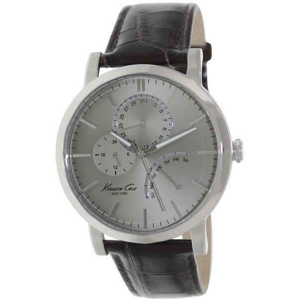 Kenneth Cole Men's Dress Sport Brown Leather Strap Grey Dial Watch 