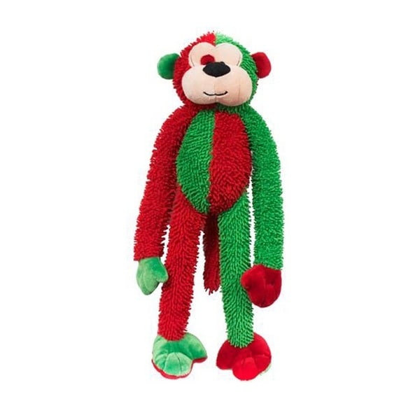 Multipet 18-inch Christmas Monkey Plush Pet Dog Toy