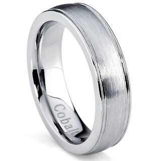 Oliveti Cobalt Men's Brushed Dome Center Comfort Fit Ring (5 mm)-Image