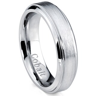 Oliveti Cobalt Men's Brushed Center Ring Beveled Edge Comfort Fit Band (5 mm)-Image