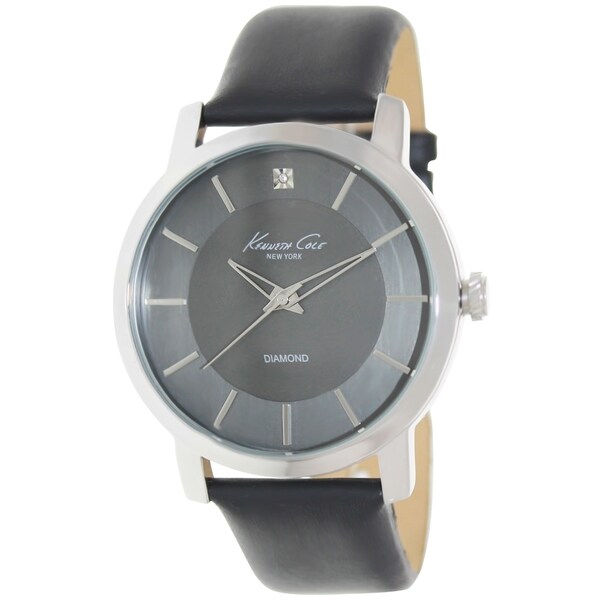 Kenneth Cole Men's KC1986 Black Leather Quartz Watch with Black Dial