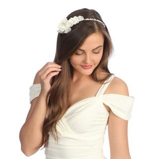 Amour Bridal Satin and Lace Floral Headband-Image