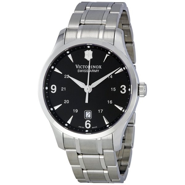 Victorinox Swiss Army Men's 241473 Silver Stainless-Steel Swiss Quartz Watch with Black Dial