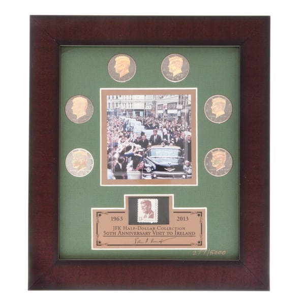 Franklin Mint JFK Half-dollar Coins with Framed Lithograph Print