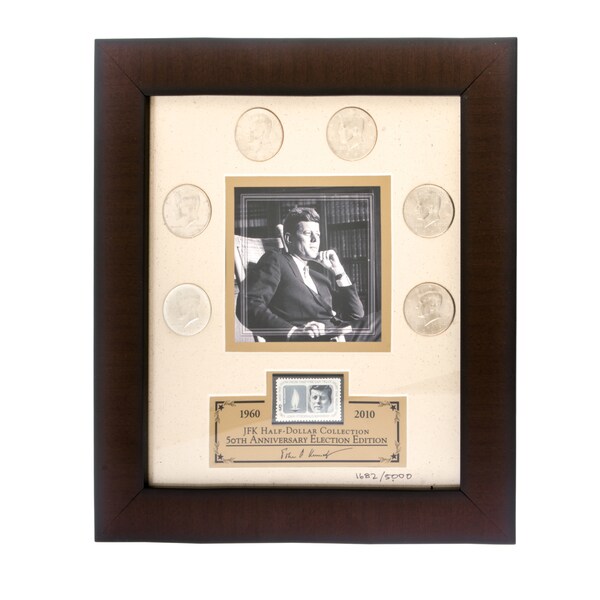 Franklin Mint JFK Half-dollar Coins with Framed Lithograph