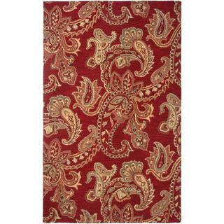 Now Sale Hand-Tufted Handicraft Imports 'Aisling' Red Wool Blend Area Rug (9' x 12')