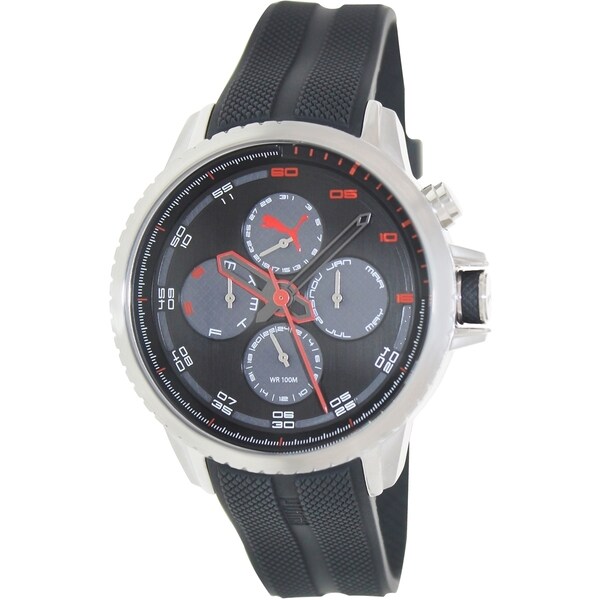 Puma Men's Black Rubber Analog Quartz Watch