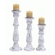 Antiqued White Traditional Wooden Candle Stand (Set of 3)