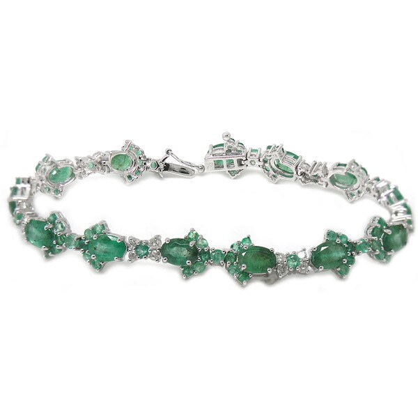 عکس+کیر+اسب+تو+کس ... White Gold Genuine Emerald and 7/8ct TDW Diamond Bracelet (H-I; I1