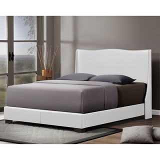  Duncombe White Modern Bed with Upholstered Headboard  Queen Size
