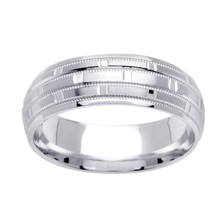 14k White Gold Comfort Fit Wedding Band Ring-Image