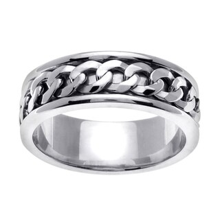 14k White Gold Handmade Comfort Fit Wedding Band Ring-Image