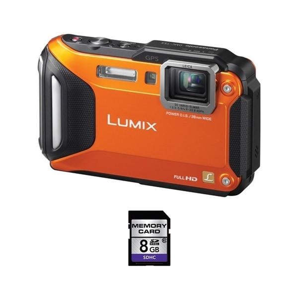 Panasonic Lumix DMC-TS5 Waterproof Orange Digital Camera 8GB Bundle