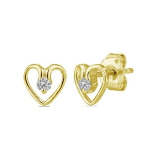 10k Yellow Gold 110ct TDW Diamond Heart Earrings (H-I, I1) Today:  ...