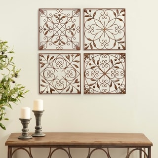 Set of 4 Traditional Floral Scrollwork Metal Wall Decor by Studio 350