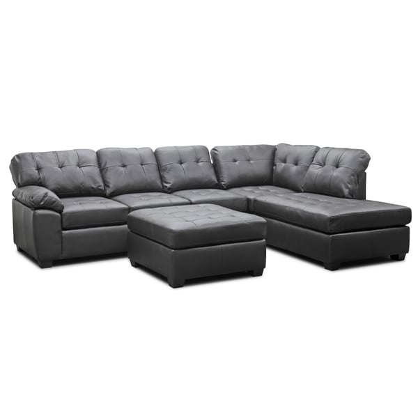 Baxton Studio 39 Mario 39 Brown Leather Sectional Sofa With