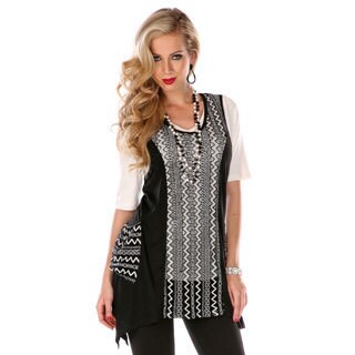 Women's Missy Fit Zigzag Spliced Top-Image