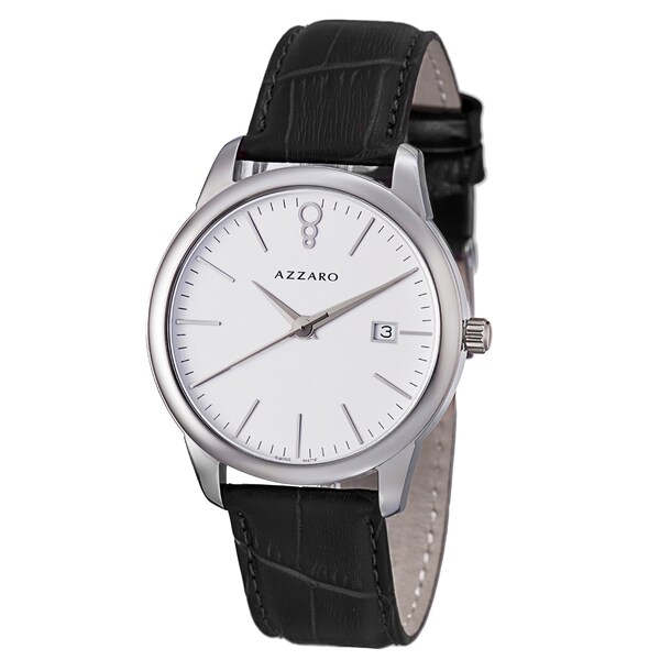 Azzaro Men's AZ2040.12AB.000 'Legend' White Dial Black Leather Strap Quartz Watch