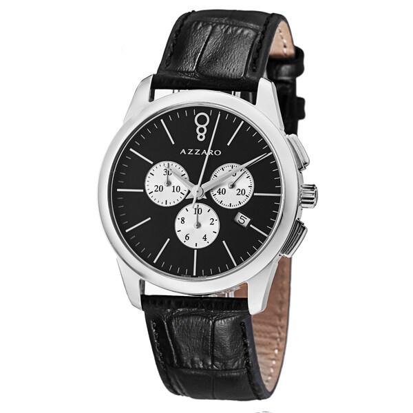 Azzaro Men's AZ2040.13BB.000 'Legend' Black Dial Black Leather Strap Chronograph Watch