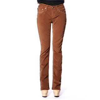 Stitch's Women's Brown Straight Leg Corduroy Denim Jeans-Image