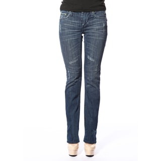 Stitch's Women's Curvy Worn Blue Straight Leg Denim Jeans-Image