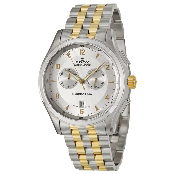 Edox Men's 'WRC Classic Chrono' Stainless Steel Yellow-Gold Chronograph Watch