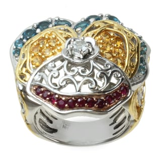 Miadora Sterling Silver Gemstone and Diamond Accent Heart Ring