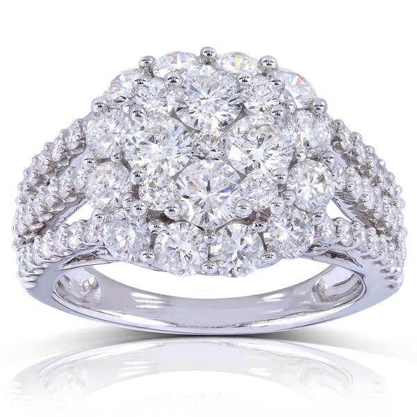 Annello 14k White Gold 3ct TDW MultiRow Diamond Composite Engagement