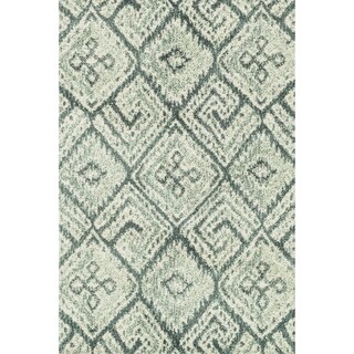 Low Price Microfiber Woven Beckett Teal/ Multi Rug (9'3 x 13)