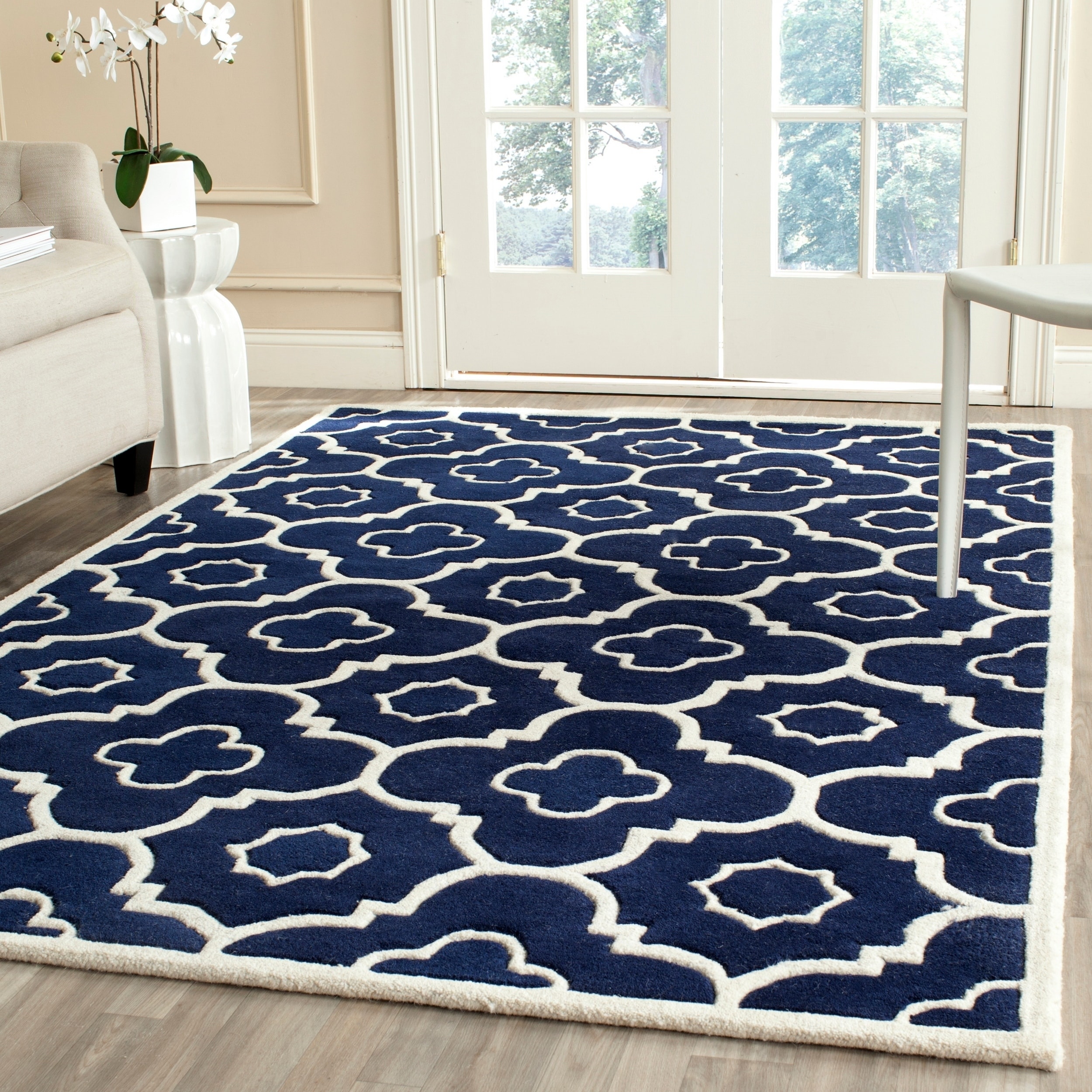 Safavieh Handmade Moroccan Chatham Dark Blue/ Ivory Wool Rug (6 X 9)